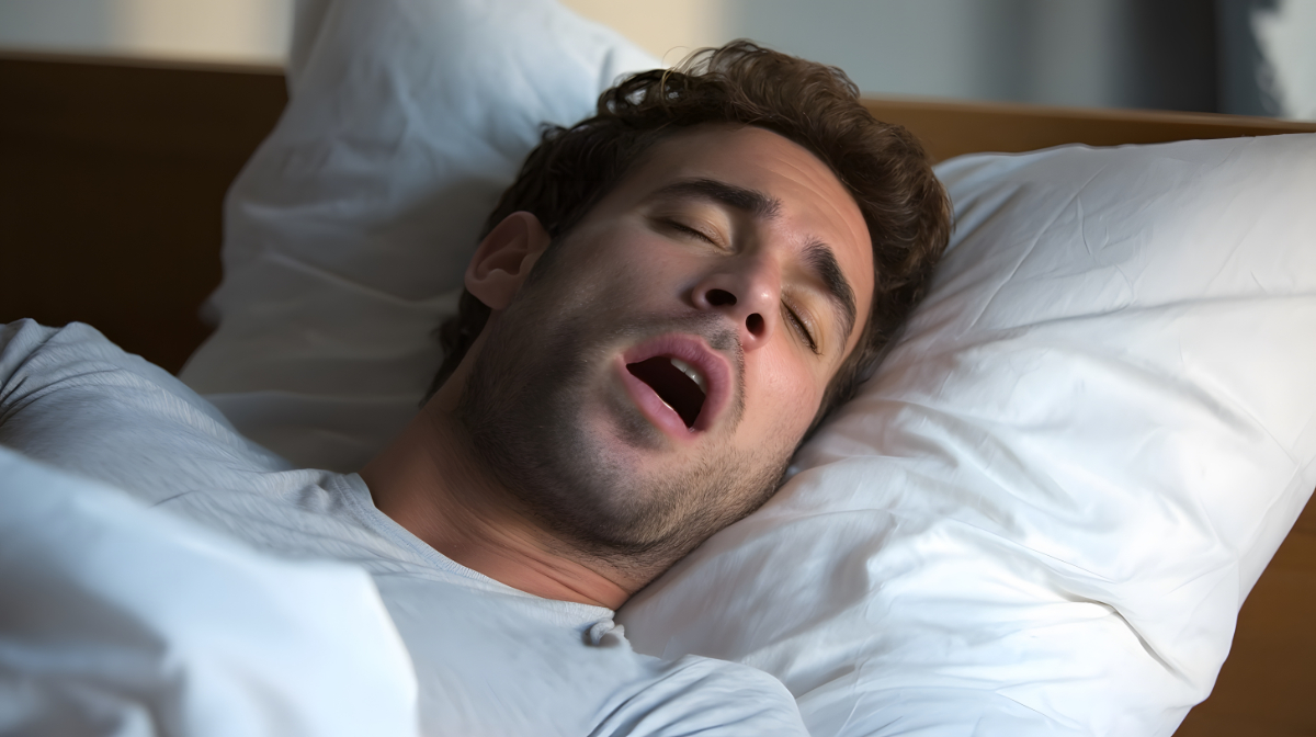 受け口になる原因となる口呼吸で寝てしまっている男性